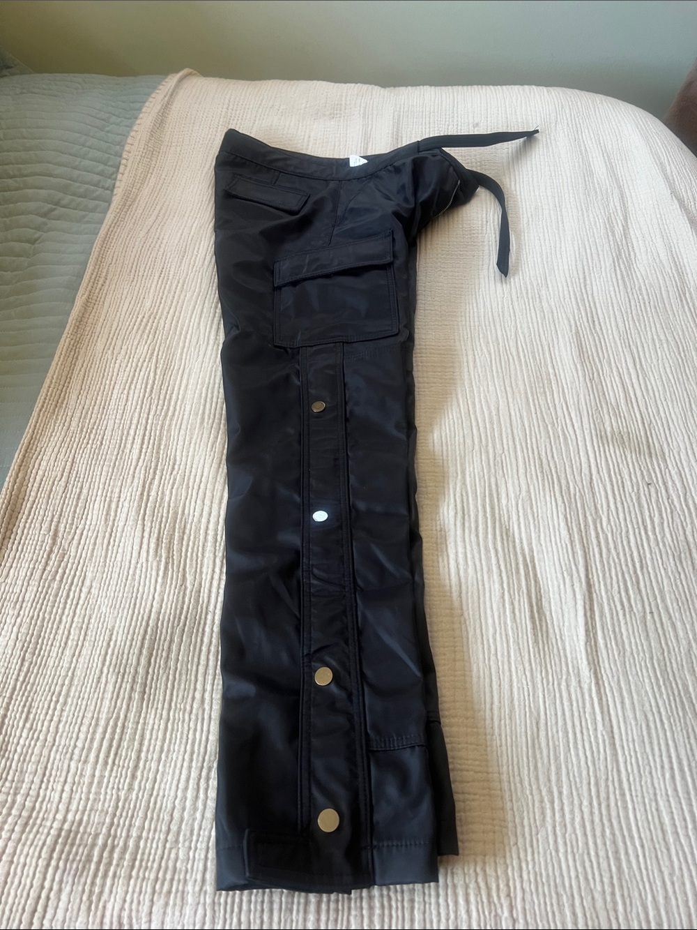 MNML Black Cargo Pants with Snap-Button Side Panels